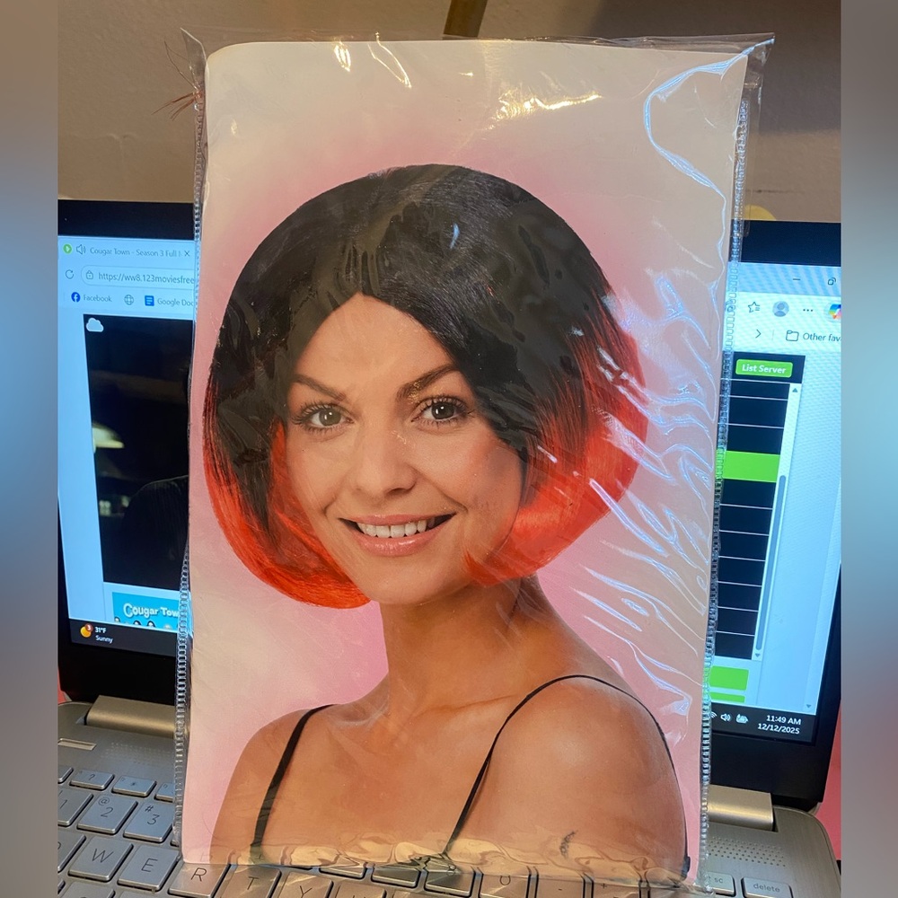 NIP, Women's Icing Bob Black and Red Ombre Wig